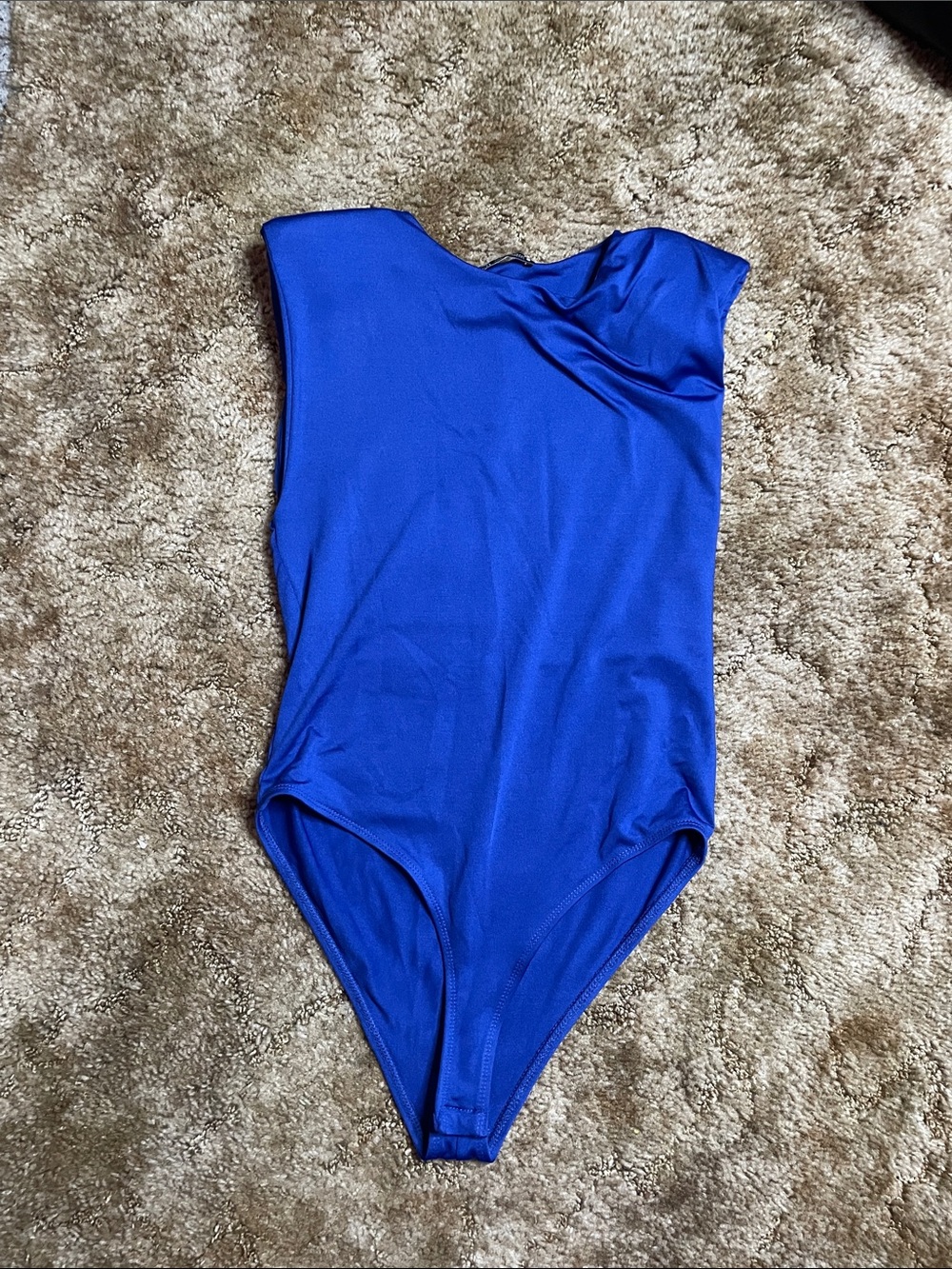 Zara Woman’s Padded Shoulder Blue‎ Bodysuit Size Medium